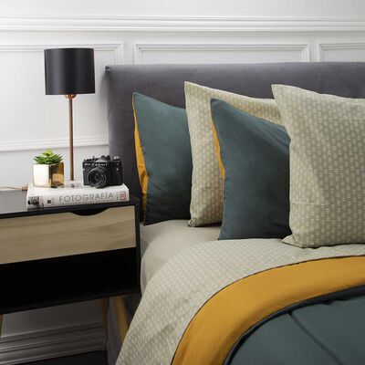 Imagen 2 del producto Set Plumón Bicolor + Juego de Sábanas Zibel 1,5 Plazas Liso Verde Mostaza