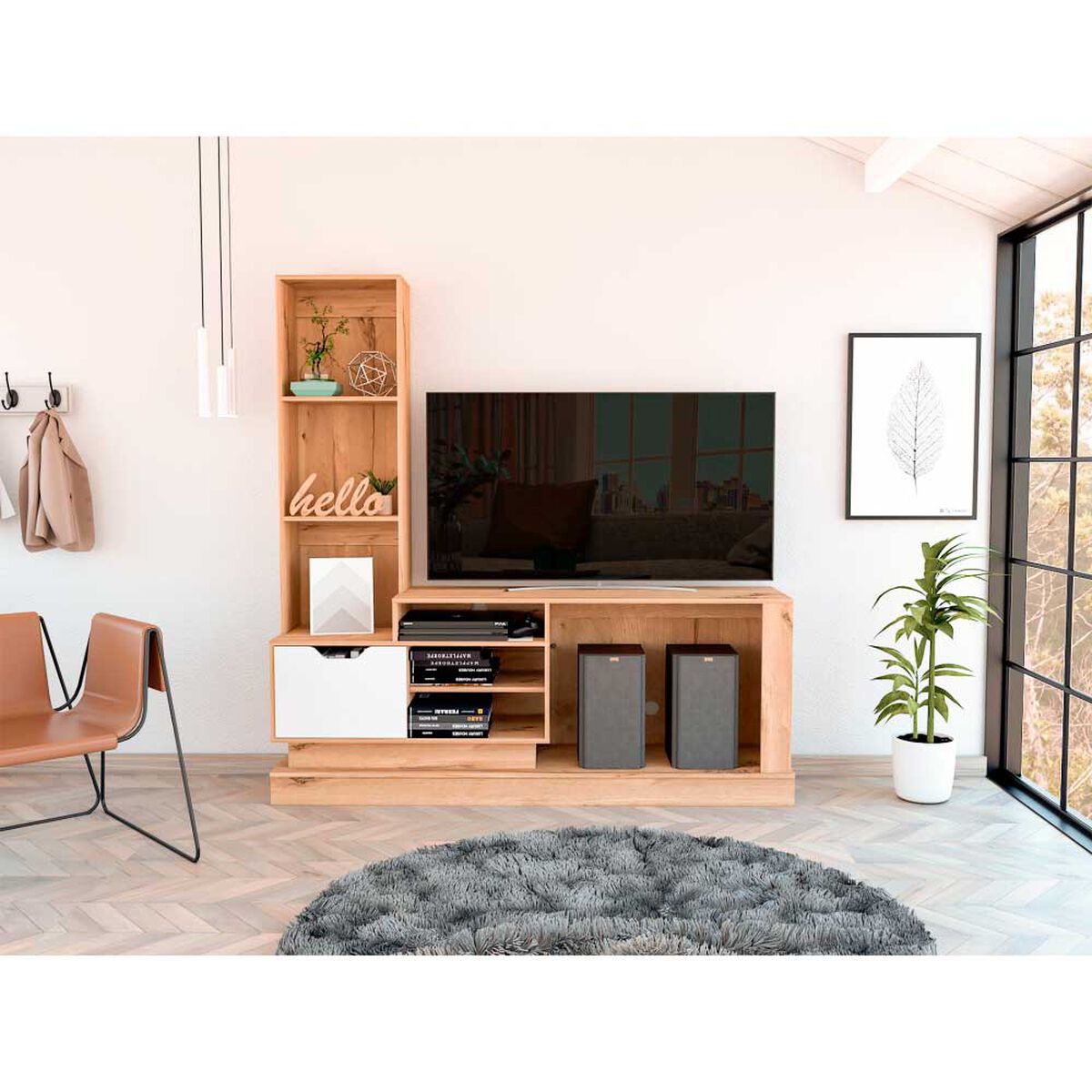 Centro de Entretenimiento TuHome Blake Hasta 55" Duna Blanco