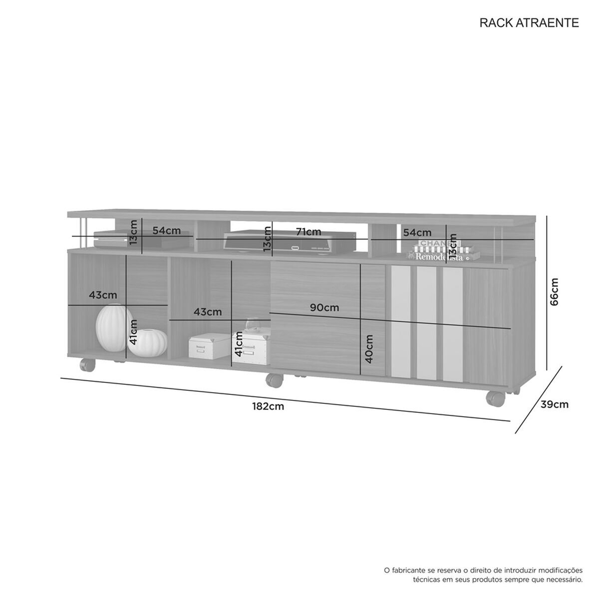 Rack Di Poretti Atraente 70" Gris