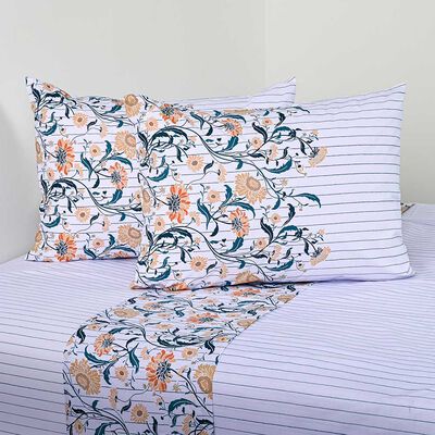 Imagen 1 del producto Juego de Sábanas American Family 2 Plazas Florelia 144 Hilos Blanco