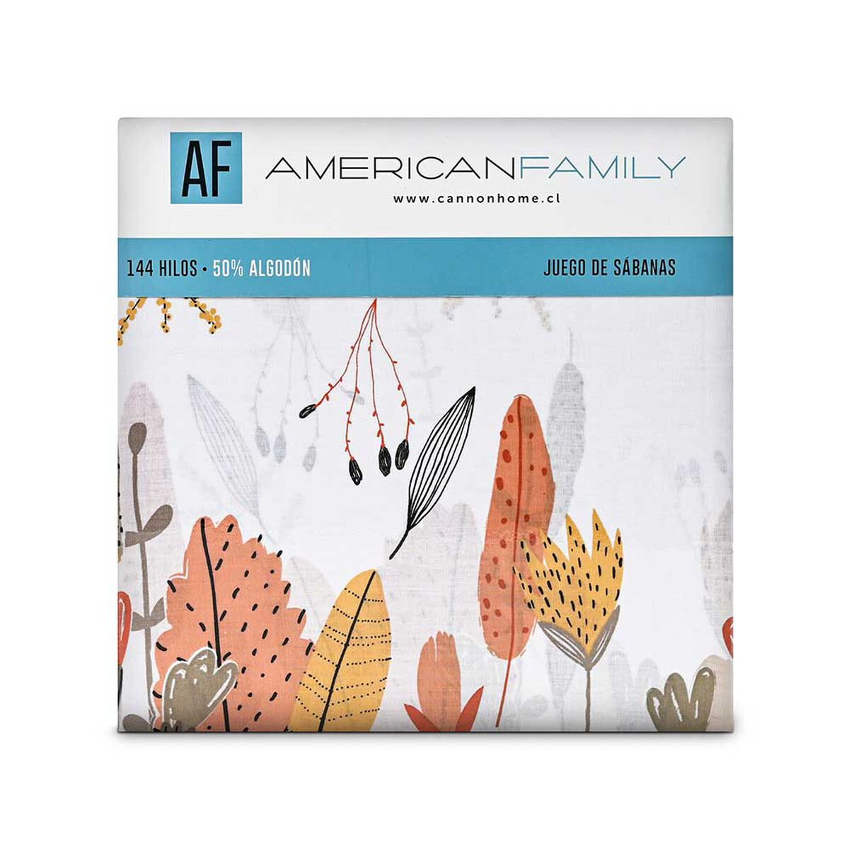 Juego de Sábanas Estampado American Family 144 Hilos 1 Plaza Marsala