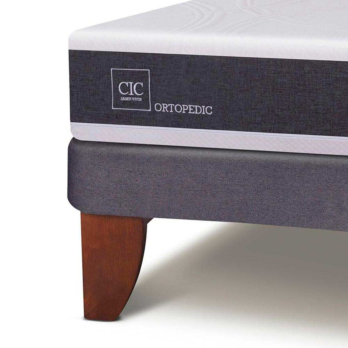 Cama Europea CIC Base Dividida King New Ortopedic + Respaldo New Torino Caramelo