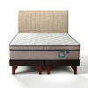 Cama Europea Flex Base Dividida 2 Plazas M&aacute;ximo Cobre  + Respaldo Tubular Beige