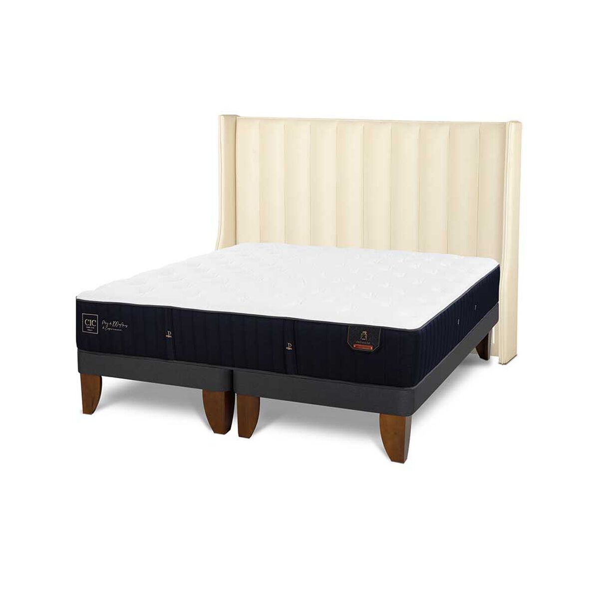 Cama Europea CIC Base Dividida Súper King Premium + Respaldo Panaro