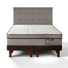 Cama Europea Flex Base Dividida 2 Plazas M&aacute;ximo Cobre + Respaldo Design Gris
