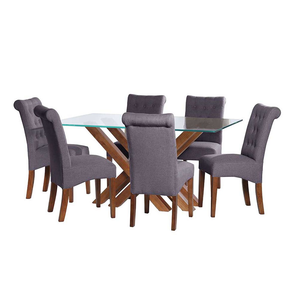 Juego de Comedor Latam Home Merida 6 Sillas Gris Oscuro