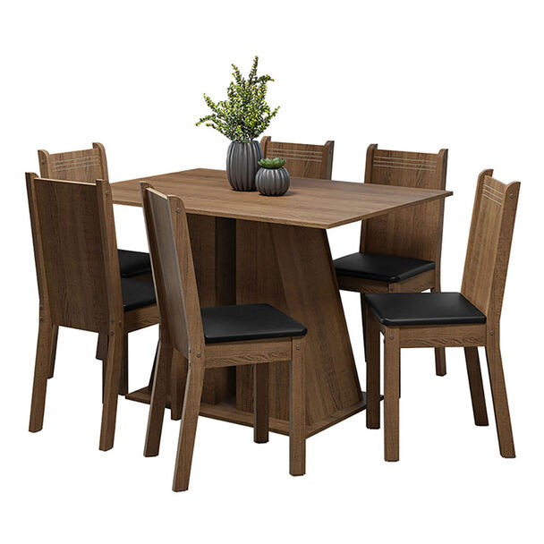 Juego de Comedor VekkaHome Angelo 6 Sillas Café