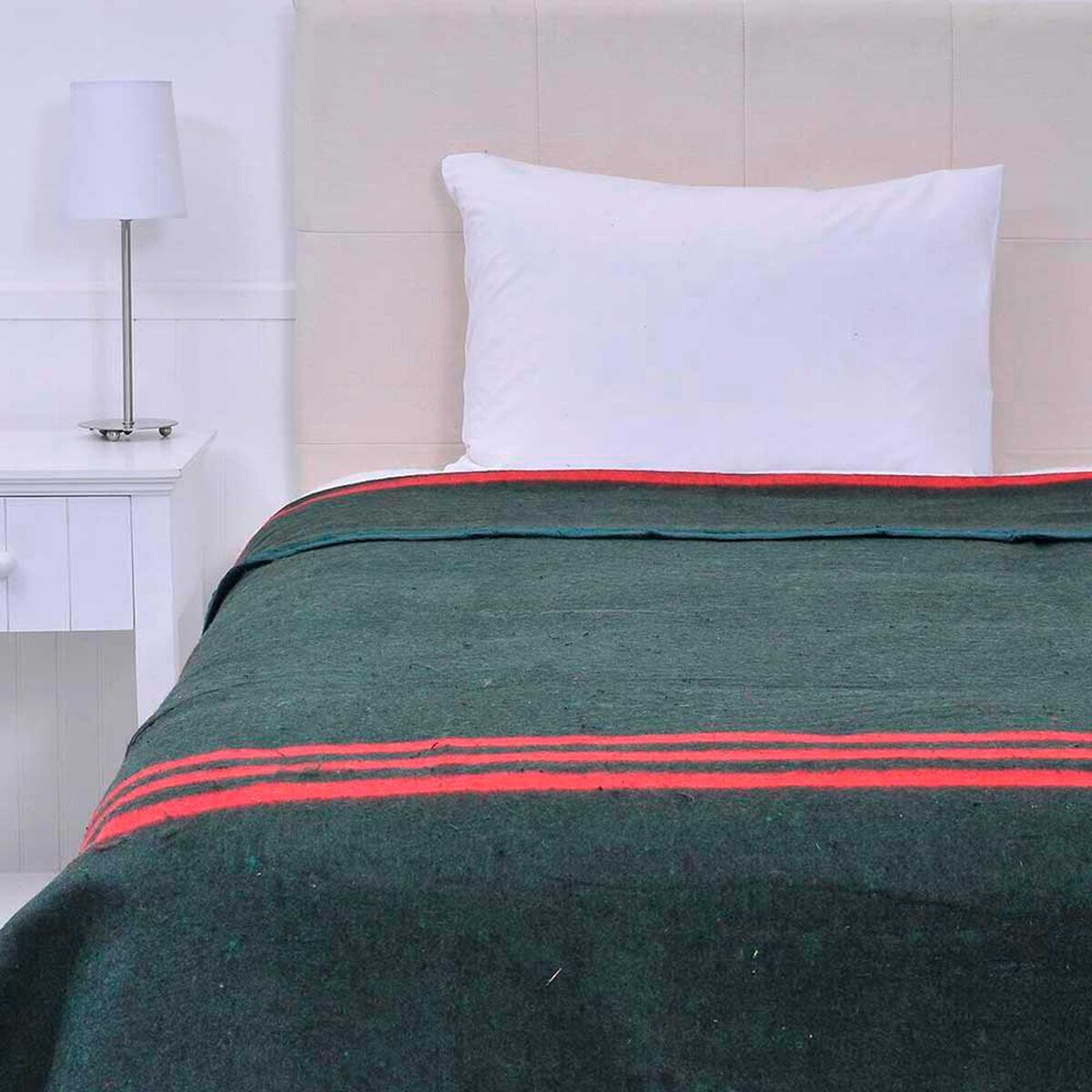Frazada Poli&eacute;ster Plumetti 1,5 Plazas Lineas Verde