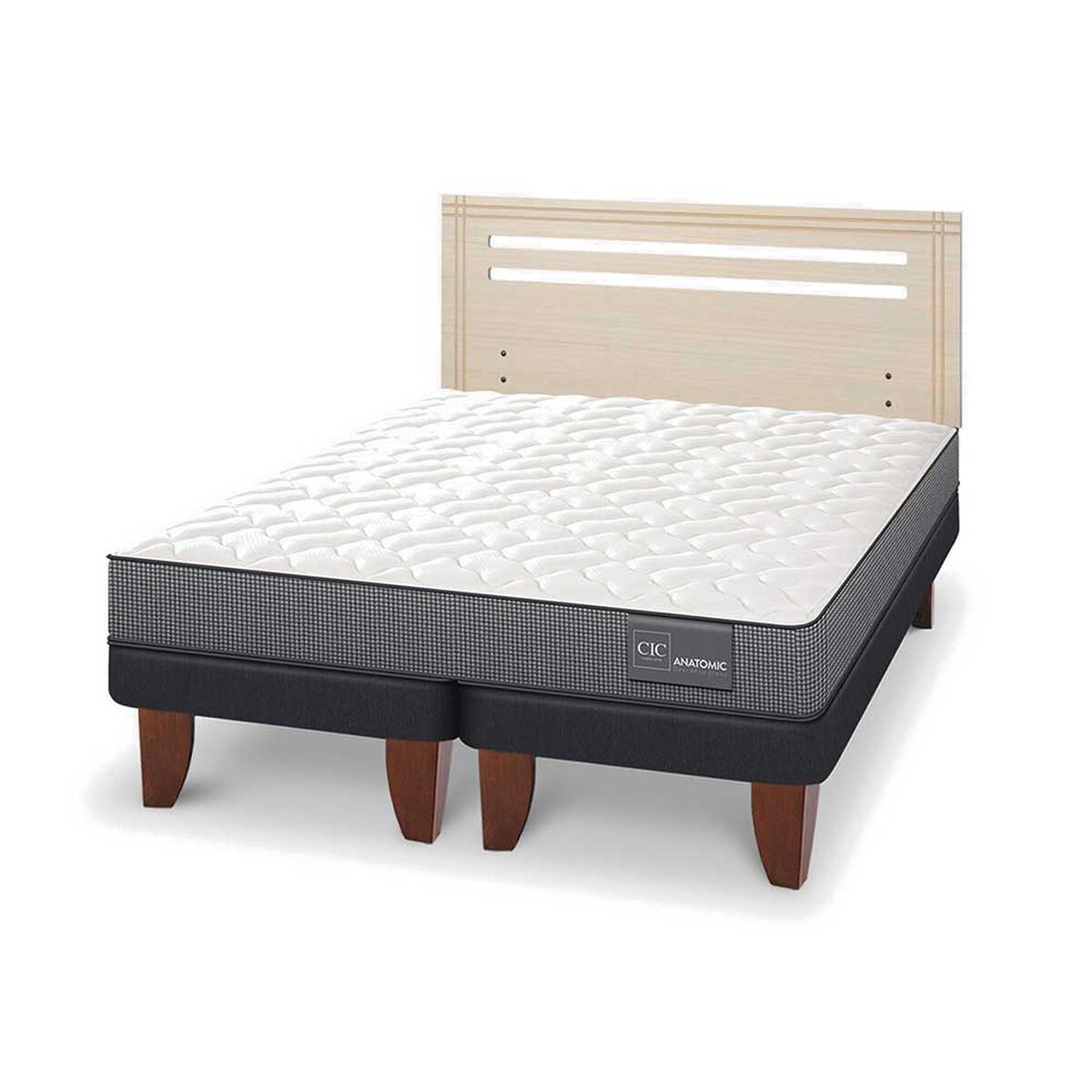 Cama Europea CIC Base Dividida 2 Plazas Anatomic + Respaldo Munich Alpino