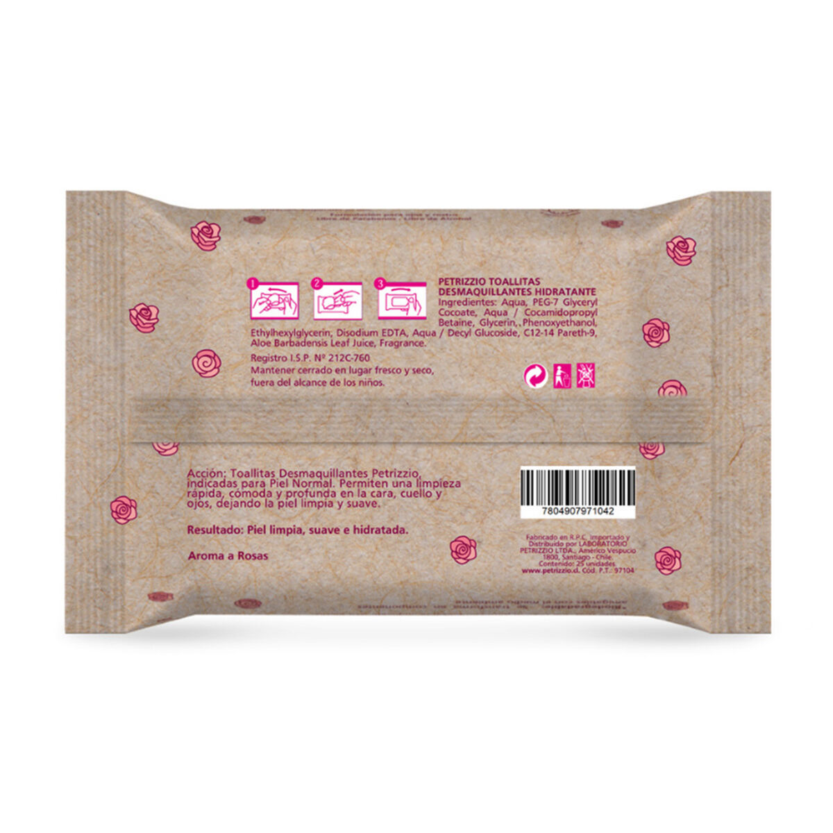Toallitas Desmaquillantes Biodegradable Pepino 25 Unidades Petrizzio