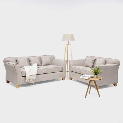 Imagen 1 del producto Juego de Living Almore Turin Tela Sofá 3 Cuerpos + Sofá 2 Cuerpos Beige