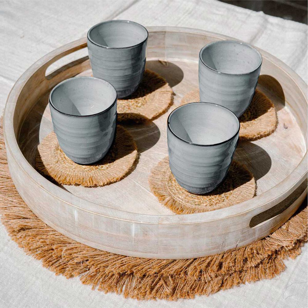 Set 4 Vasos Cer&aacute;mica Simplit Amalfi 270 ml Azul