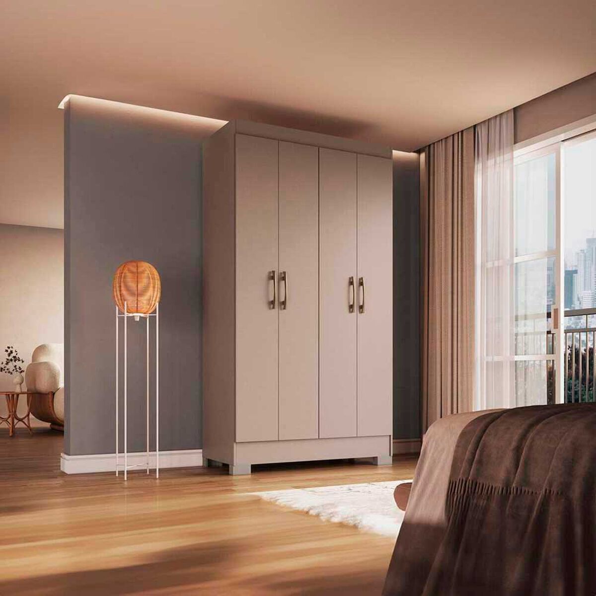 Cl&oacute;set Vekkahome Roma 4 Puertas 1 Caj&oacute;n Beige