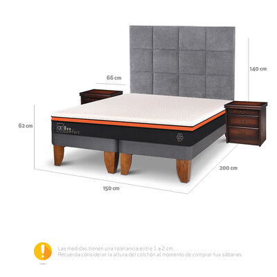 Imagen 2 del producto Cama Europea CIC Base Dividida 2 Plazas Bee Comfort + Respaldo + 2 Veladores