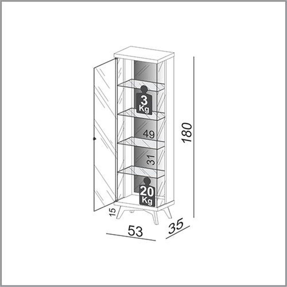 Estante Decocasa 4 Repisas 2 Puertas Off White