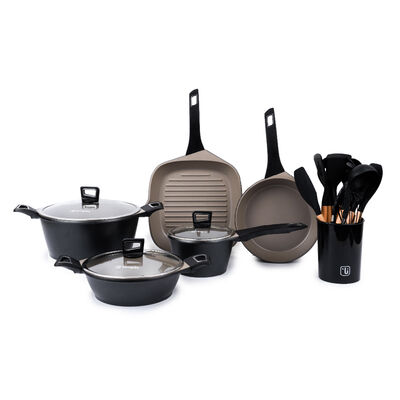 Kit Batería de Cocina Classic Simplit + Set 12 Utensilios Negro