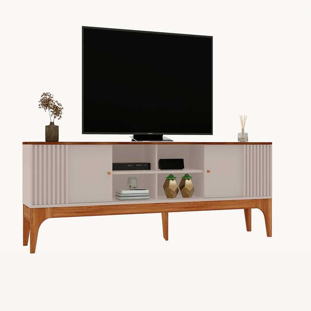 Rack TV Exit Florencia 100"" Blanco y Canela