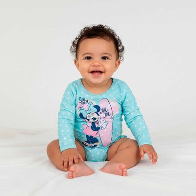 Traje de Baño Enterito Manga Larga Minnie Verde Cla