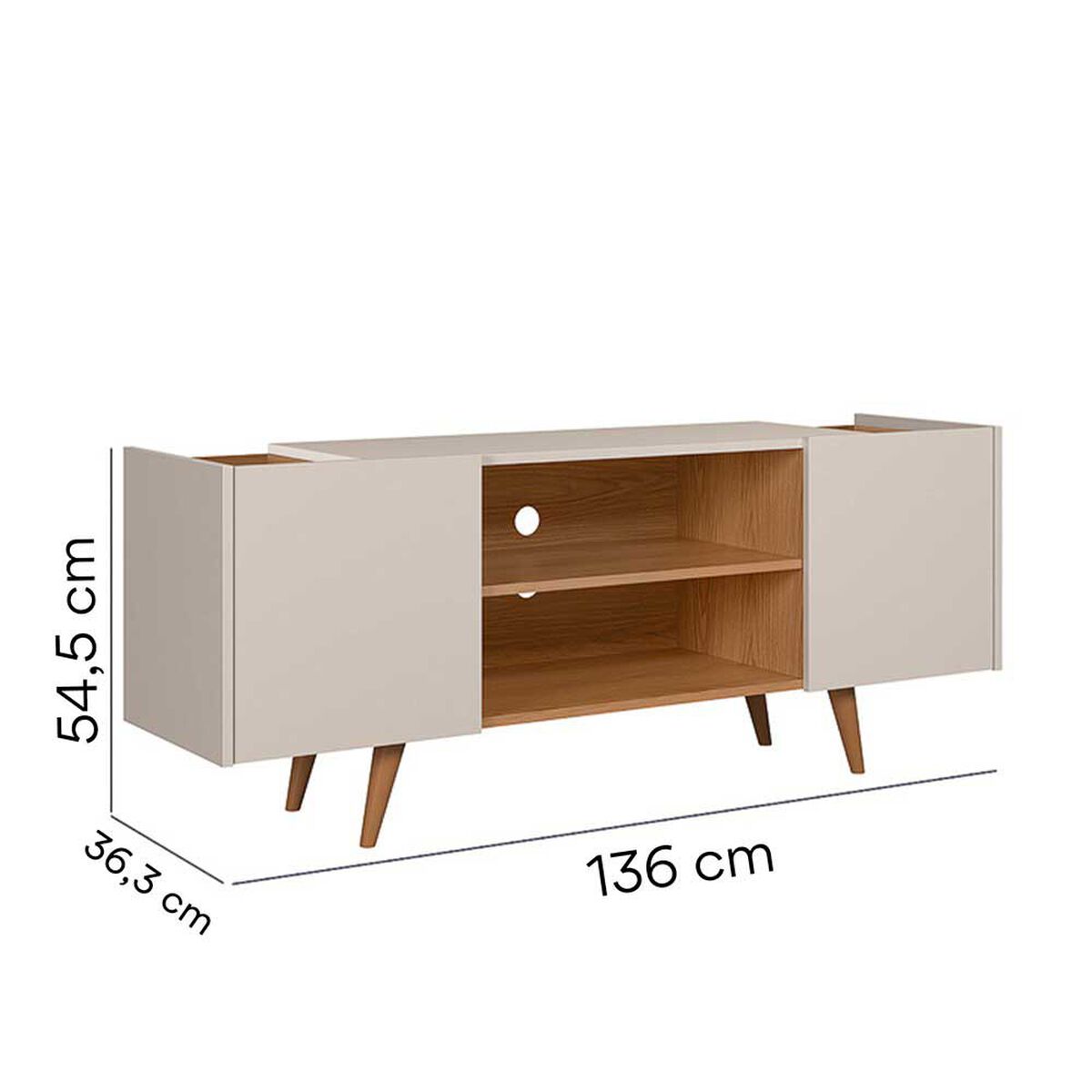 Rack TV River Altavision Hasta 55" Blanco Crema y Café