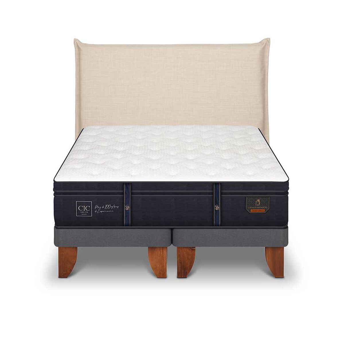 Cama Europea CIC Base Dividida 2 Plazas Grand Premium + Respaldo Tiber