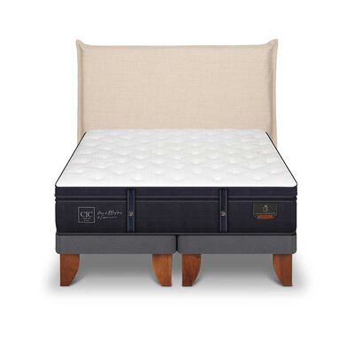 Cama Europea CIC Base Dividida 2 Plazas Grand Premium + Respaldo Tiber