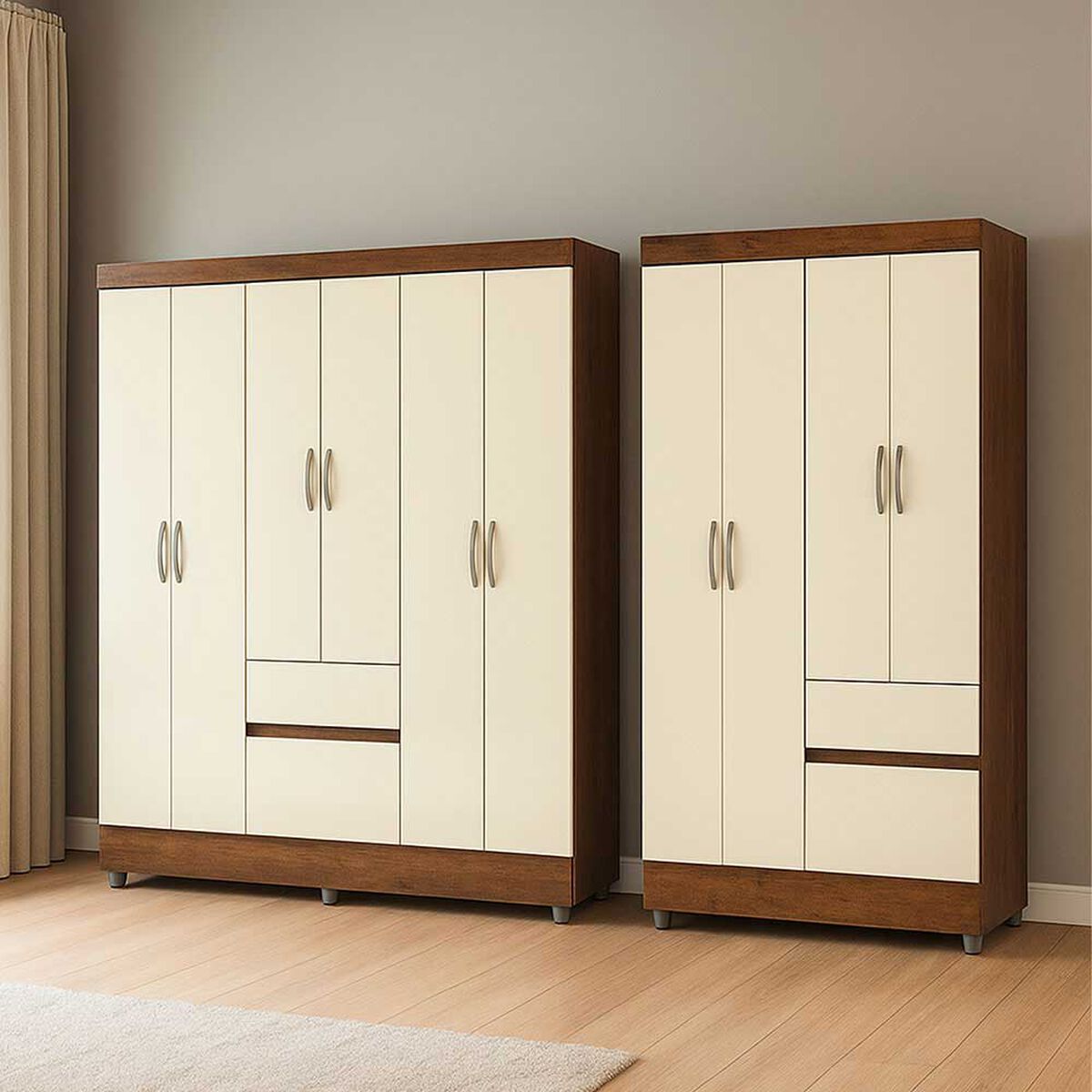 Combo Closet Vekkahome Americano 6 y 4 Puertas Caf&eacute;