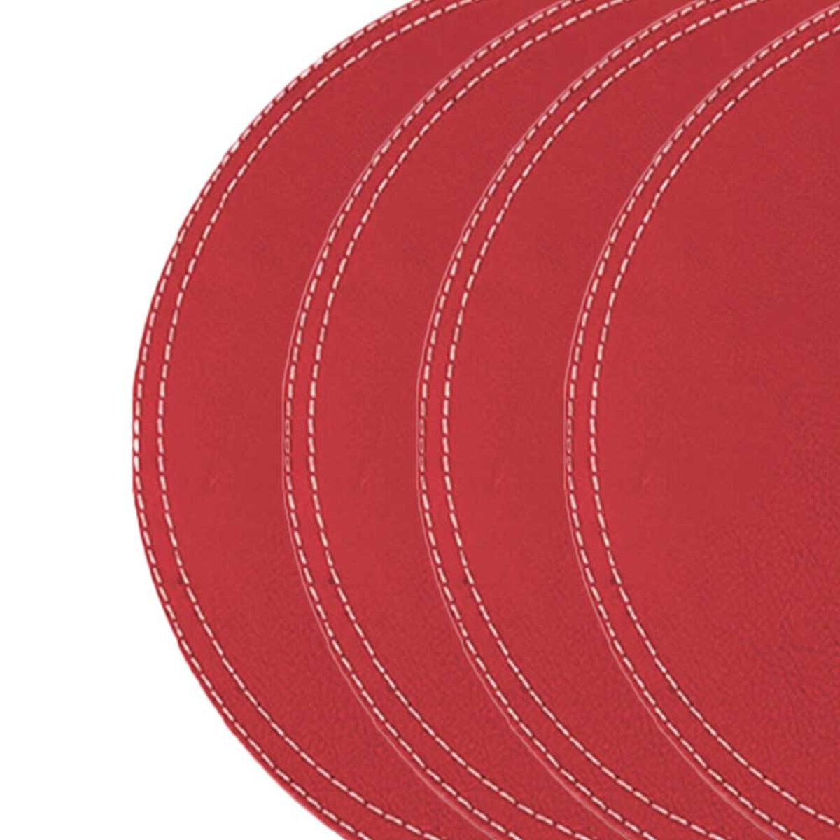 Set 4 Individuales Doral Eco Cuero Redondo 38 cm Rojo