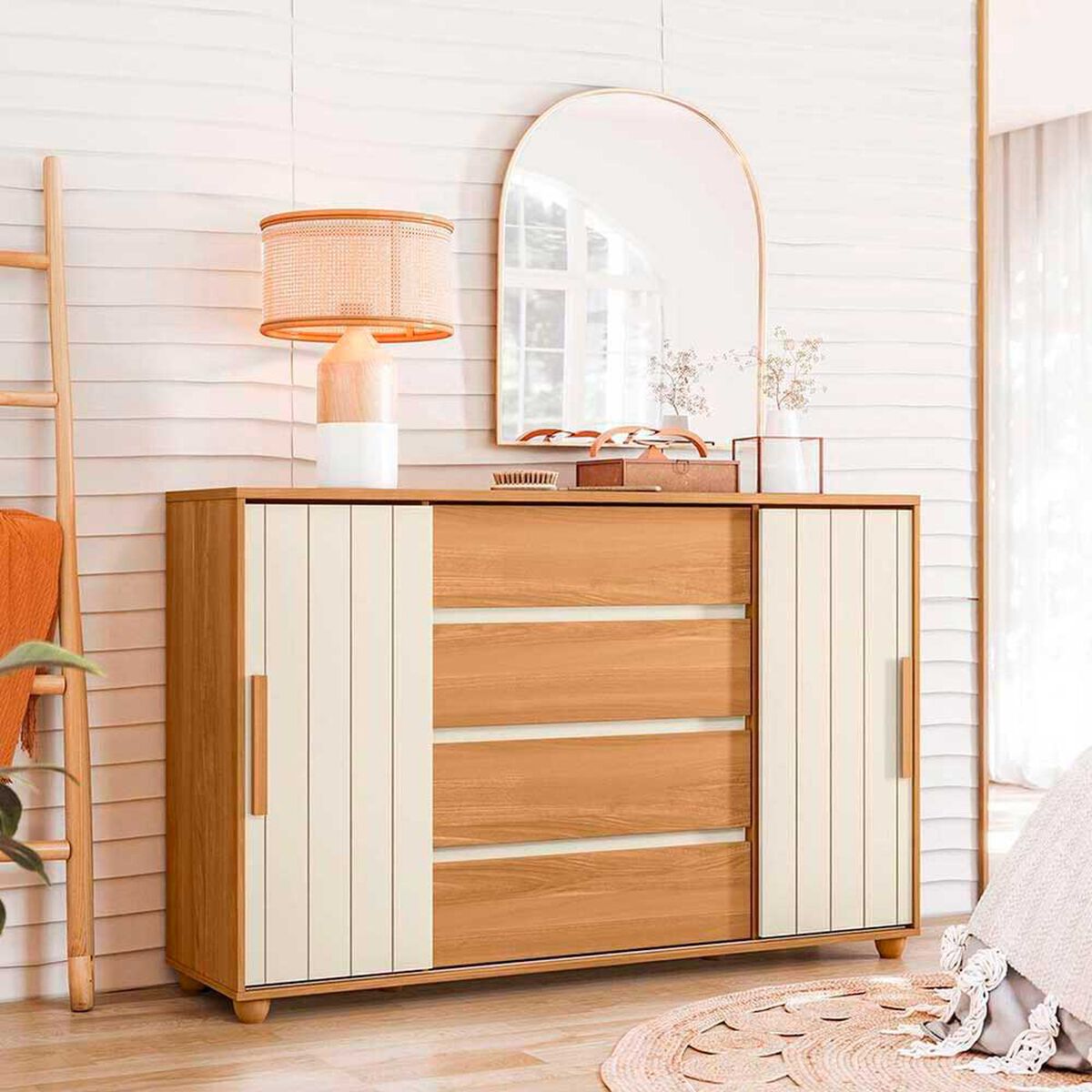 C&oacute;moda Vekkahome Evidenza 4 Cajones Caf&eacute;