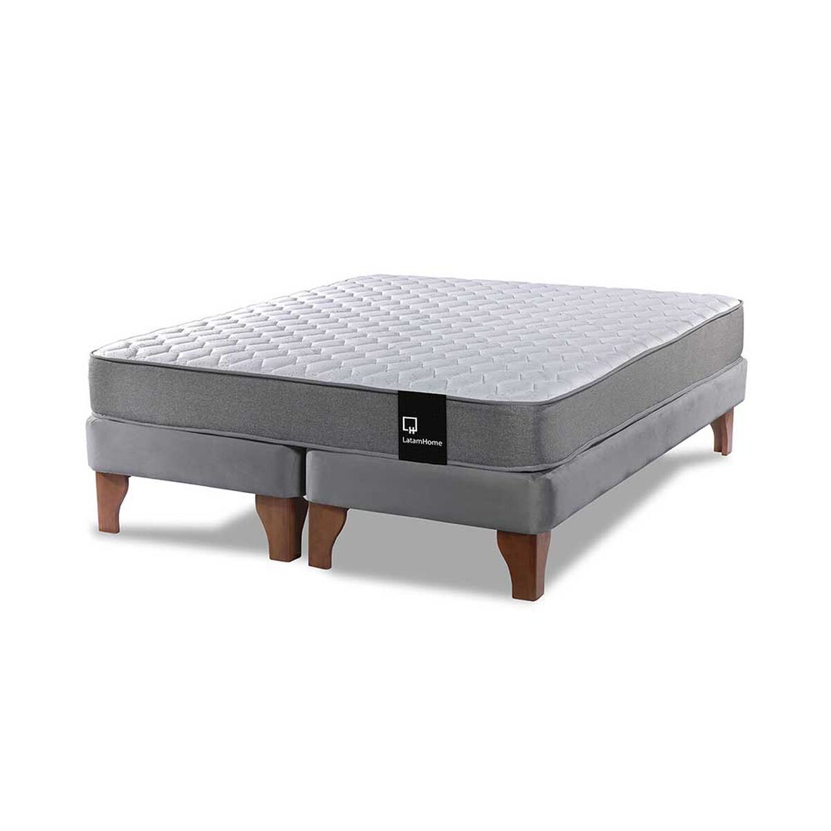 Cama Europea Latam Home Base Dividida 2 Plazas Zen Best Gris