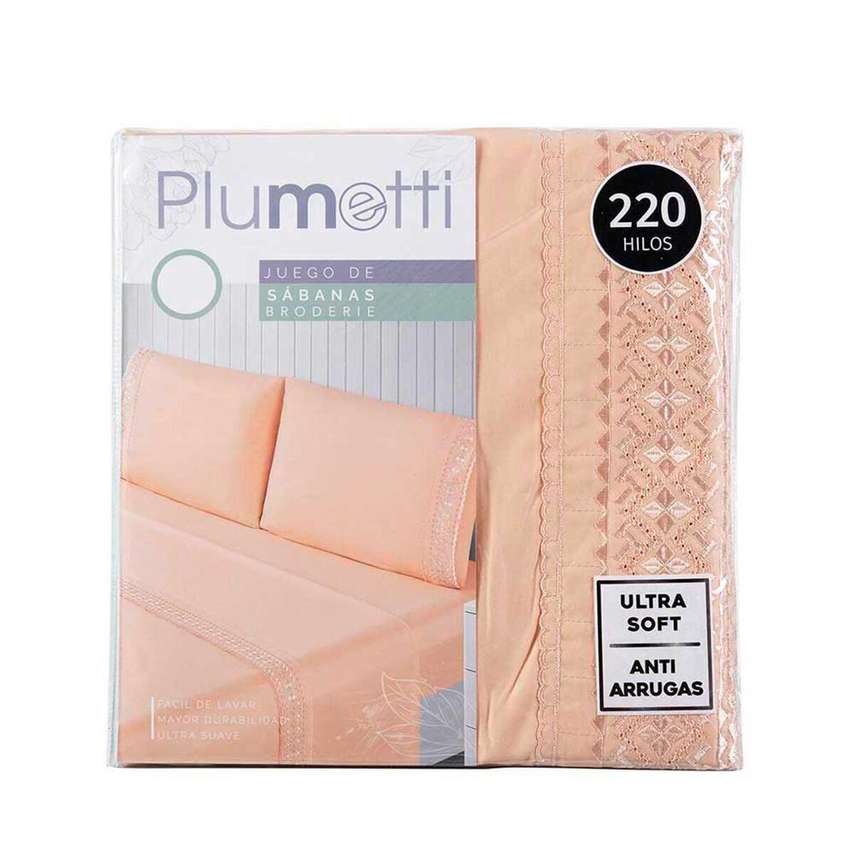 Juego de S&aacute;banas Bordadas Plumetti King Damasco