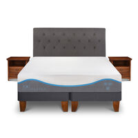Cama Europea CIC Base Dividida 2 Plazas Alaska + Respaldo + 2 Veladores