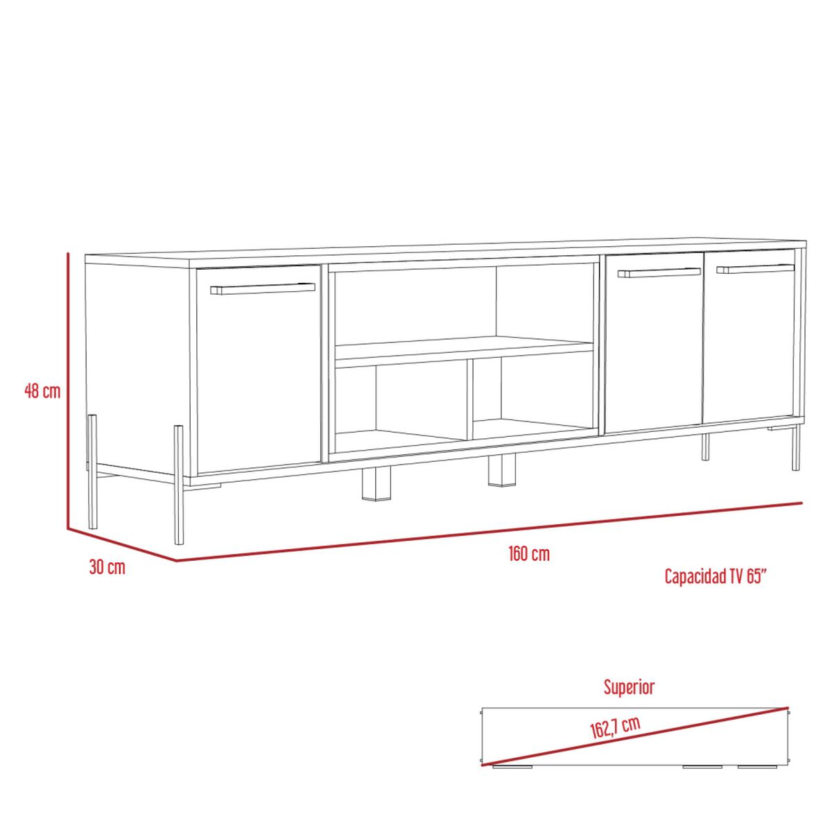 Rack TV TuHome Shanghai Hasta 65"