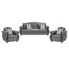 Juego de Living Innovamuebles New Bugambilia Sofá 3 Cuerpos + Dos Sillones 1 Cuerpo Gris Claro