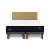 Cama Europea CIC Base Dividida 2 Plazas Premium + Respaldo Villarrica Mostaza