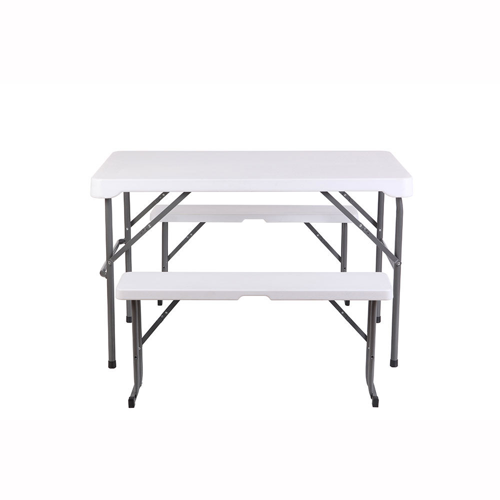 Set Mesa + 2 Bancos Plegables Northwest Blanco