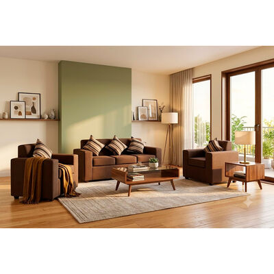 ALMORE Juego de Living Almore Paris Sofá 3 Cuerpos + Dos Sillones 1 Cuerpo Café