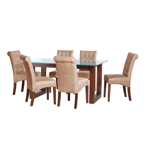 Juego de Comedor Latam Home Pamplona Oviedo 6 Sillas Velvet Gris