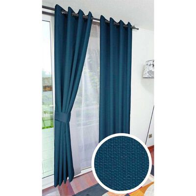 Combo Cortinas Doral Rustico 220 x 140 cm Azul Petroleo