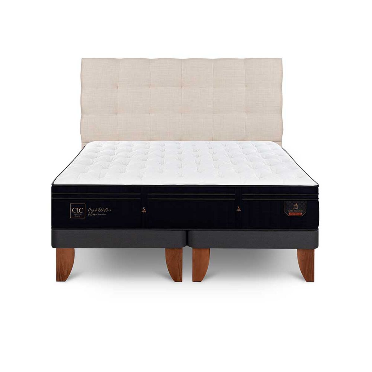 Cama Europea CIC Base Dividida Súper King Premium + Respaldo Ebro