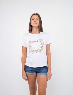 Imagen 1 del producto Polera Con Estampado Manga Corta Mujer Icono Blanco, Camel, Color-2, Marengo, Navy