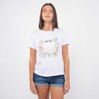 Polera Con Estampado Manga Corta Mujer Icono Blanco, Color-2, Oliva, Rosado