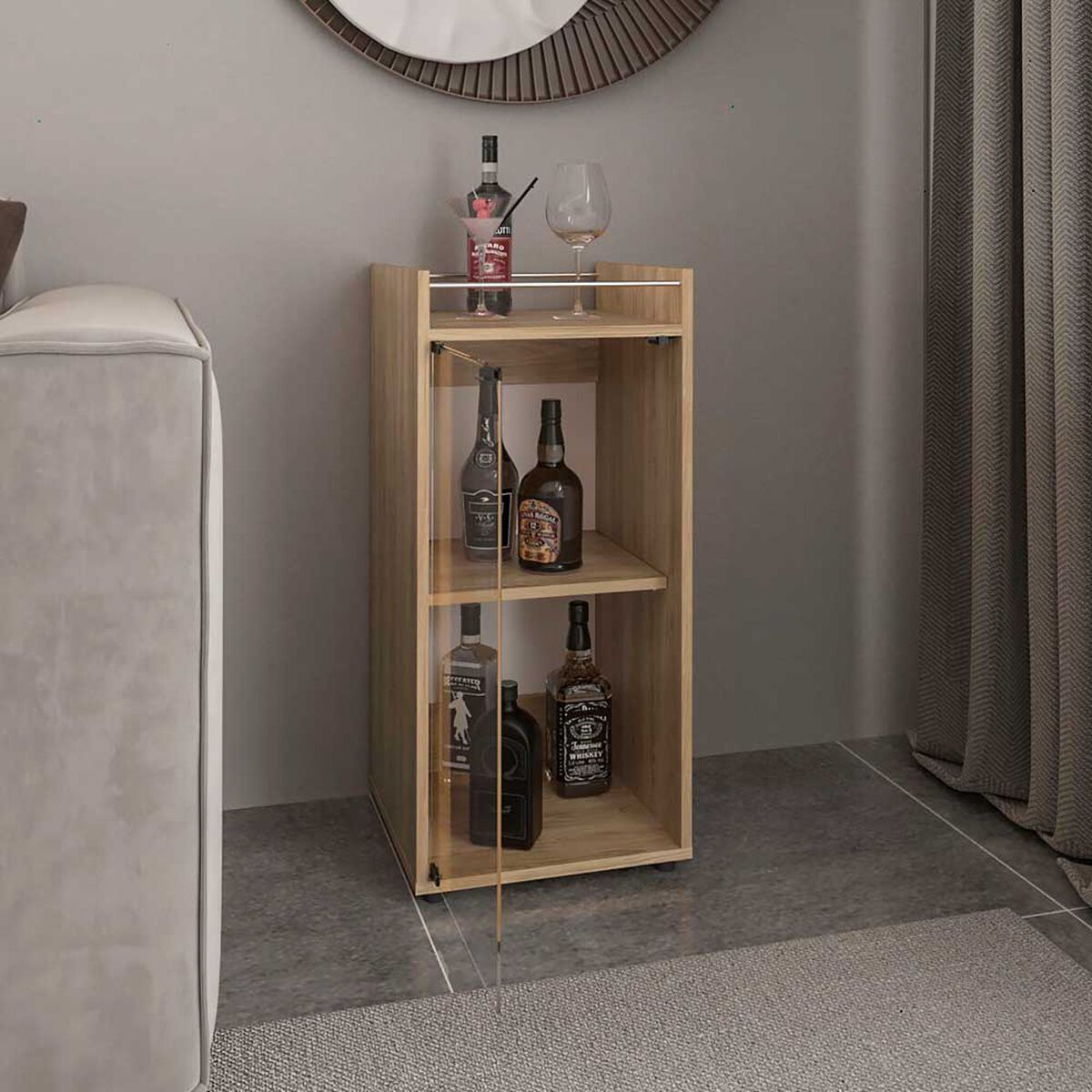 BAR BAJO THEBA 1 PUERTA VIDRIO 81,3X38,1X37,6 CM FRESNO