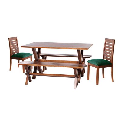 Juego de Comedor Latam Home Sevilla Tenerife 2 Sillas + 2 Bancas Velvet Verde