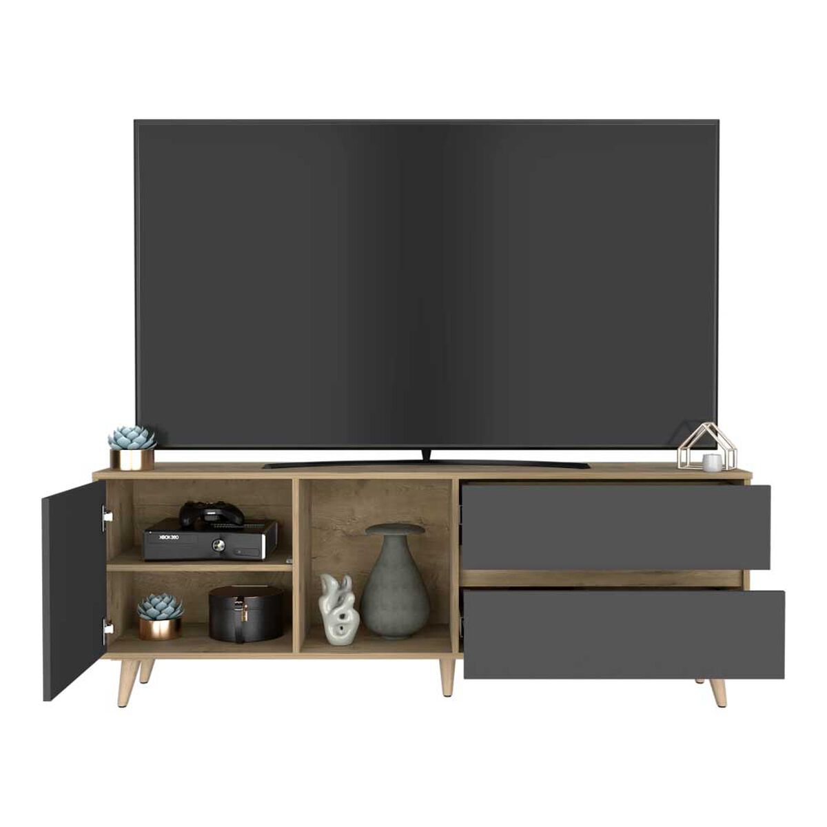 Rack TV TuHome Salem Hasta 65" Macadamia Plomo