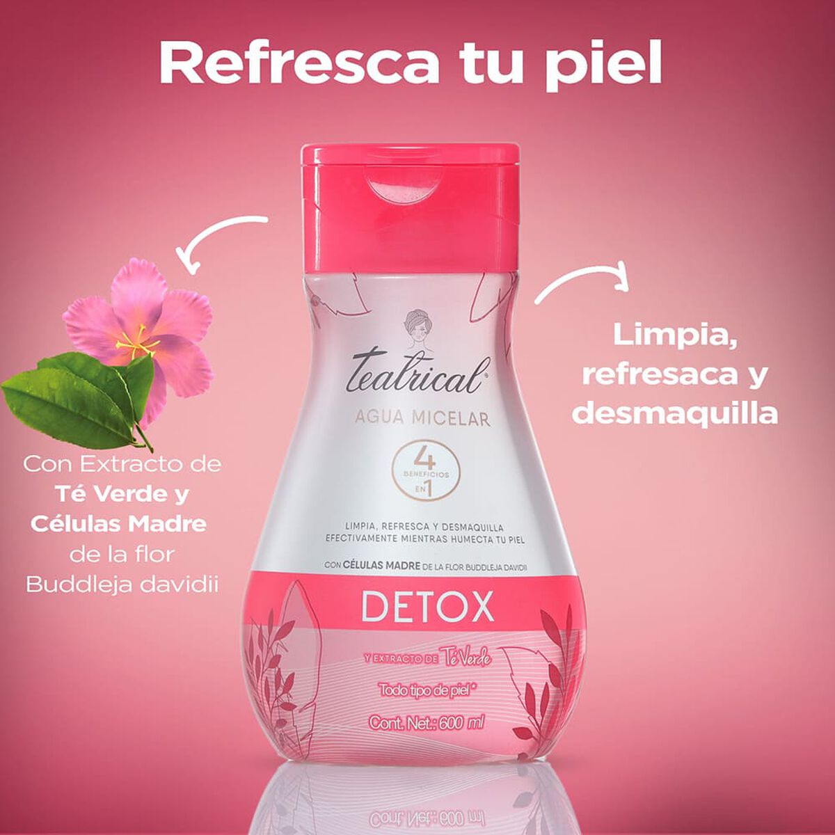 Teatrical Agua Micelar Té verde Detox 600 ml