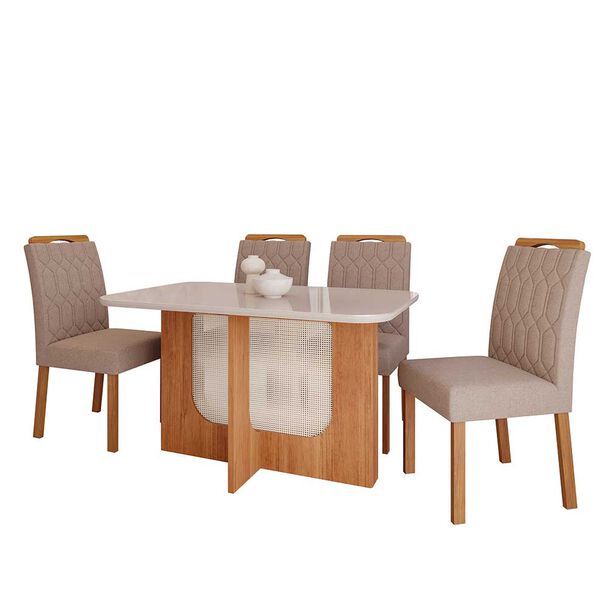 Juego de comedor Decocasa Louis 4 Sillas Off White