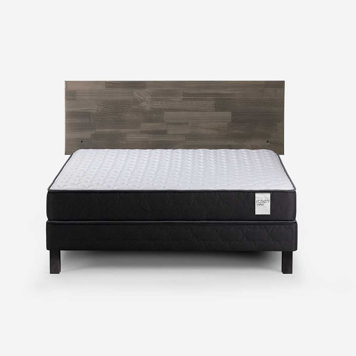 Cama Europea Rosen 2 Plazas Wave  + Respaldo Tabor Grafito