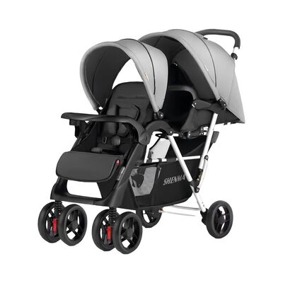 Coche Doble Duo Reclinable Plegable Gris By LuBabycas