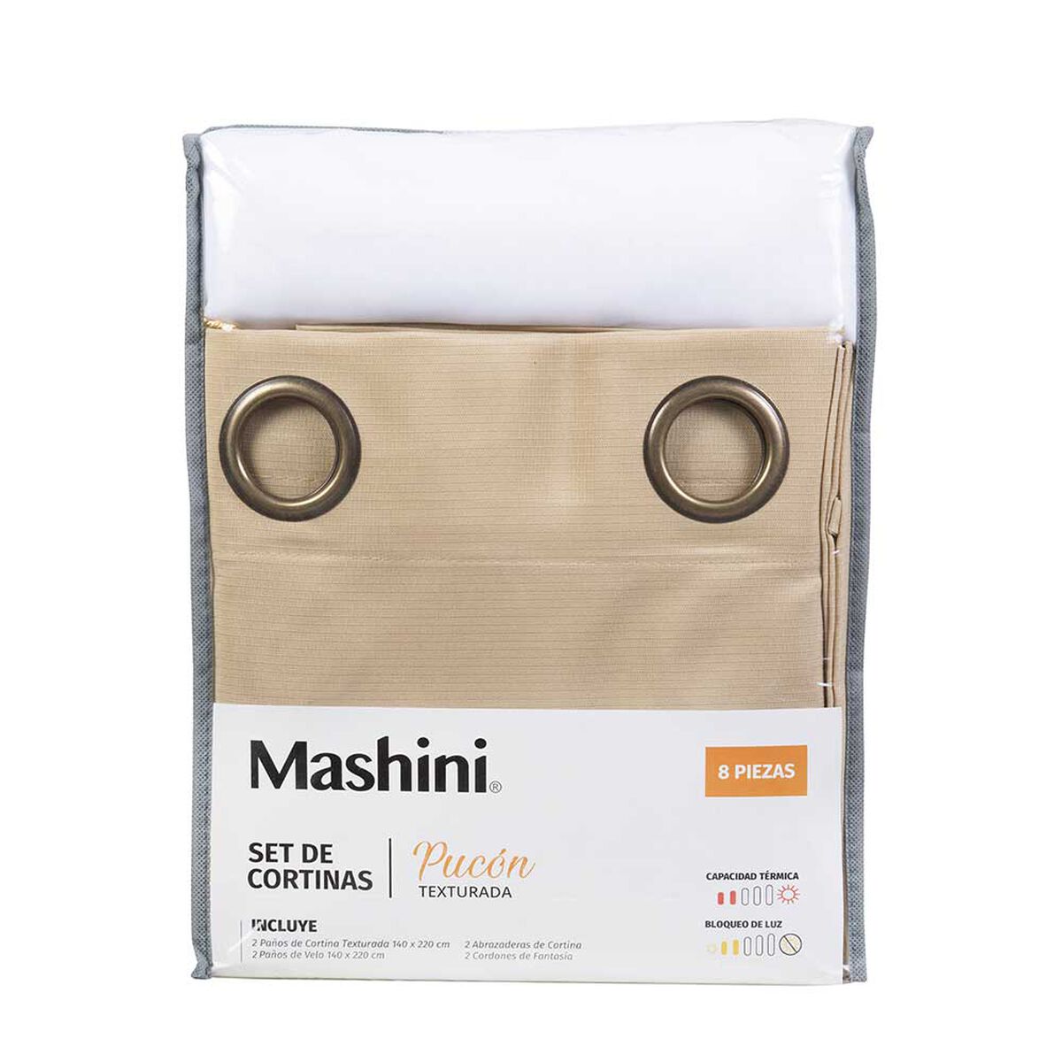 Set de Cortinas Mashini Pucon 140 x 220 cm Beige