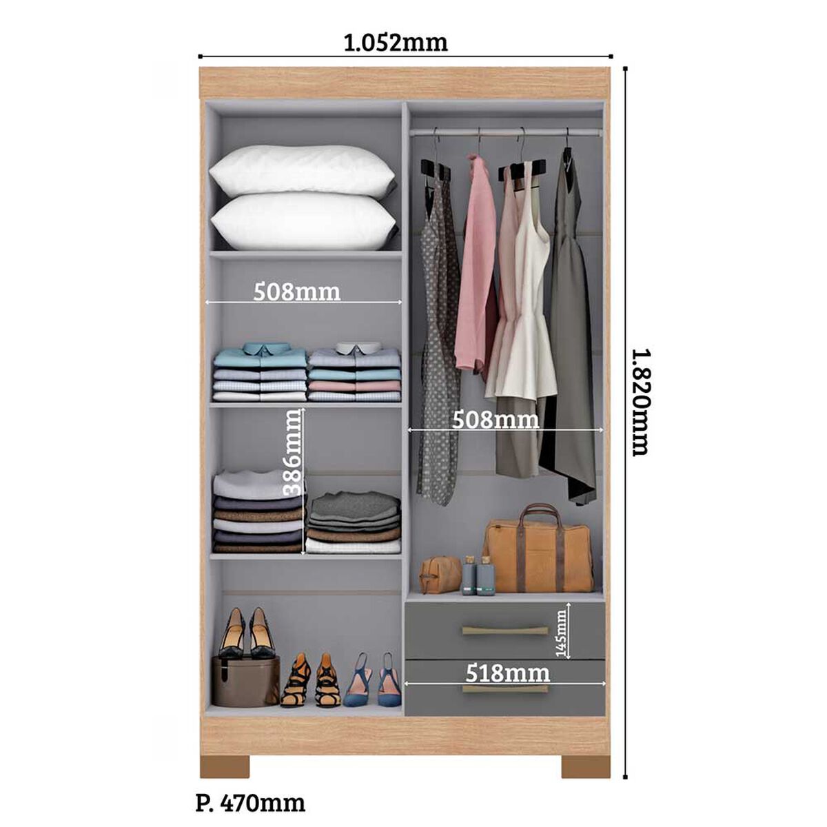 Closet 4P 2C Escocia Gris